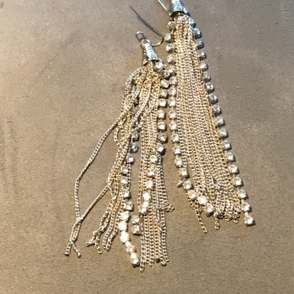 Chain and Rhinestone sweeper earrings